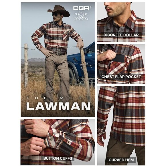 Mens Plaid Folk Tale Cotton Flannel Shirt Long Sleeve Casual Outdoor Plaid - Picture 7 of 9